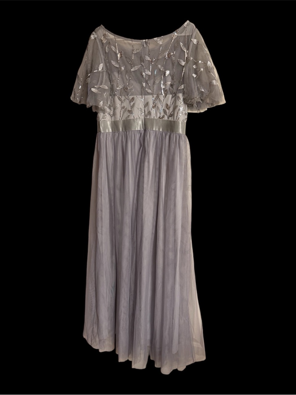 Ever Pretty Silver-Gray Tulle Embroidered Formal Dress 4X